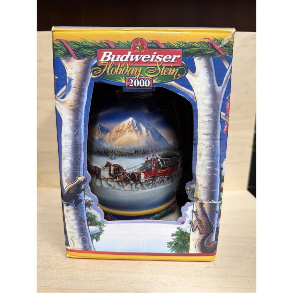 New 2000 Budweiser Beer‎ Stein Holiday In The Mountains Giftware Edition